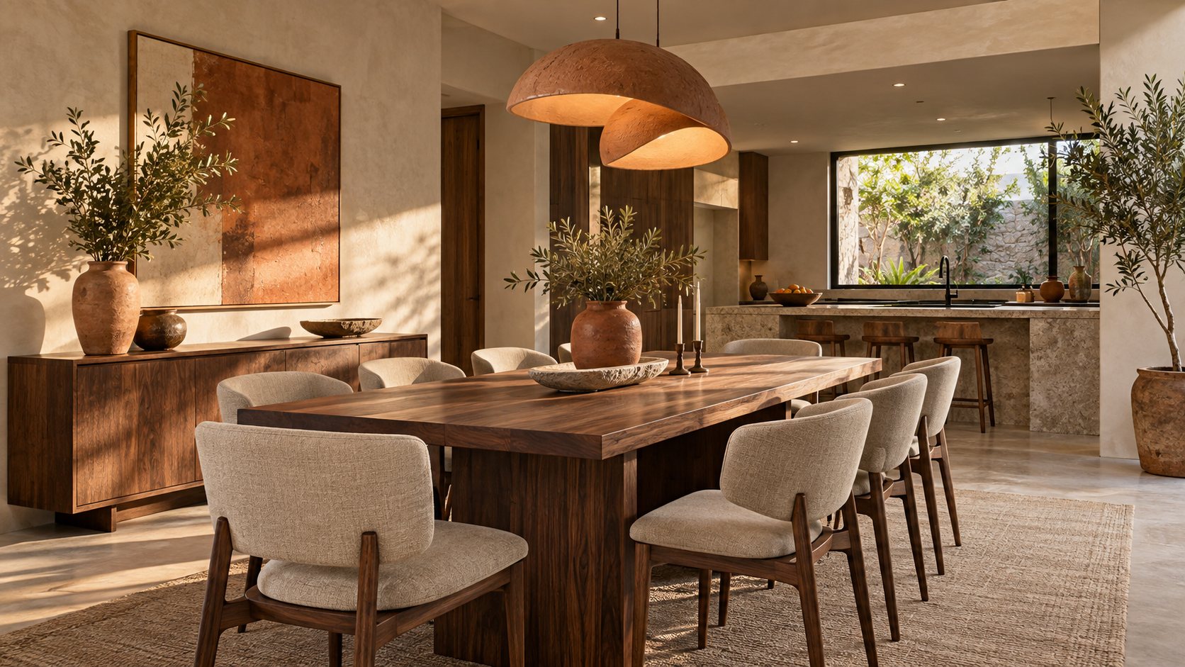 Comedor formal abierto hacia la cocina